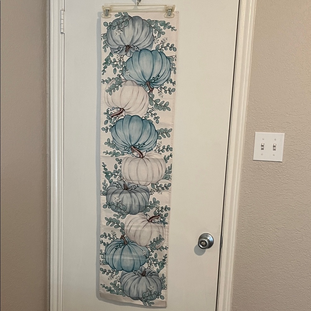 Blue and White Pumpkin Table Runner Table cloth farmhouse fall autumn
